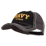 3D Navy Veteran Embroidered Vintage Frayed Cap