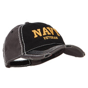 3D Navy Veteran Embroidered Vintage Frayed Cap