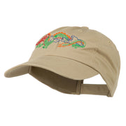 Outlined Dragon Embroidered Washed Cap