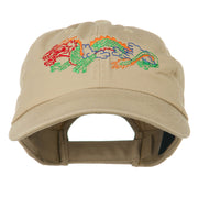 Outlined Dragon Embroidered Washed Cap