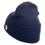 USMC Semper Fi Logo Embroidered 12 Inch Solid Knit Cuff Long Beanie Made in USA - Navy OSFM