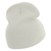 Peace Symbol with Bird Embroidered 8 inch Acrylic Short beanie - White OSFM