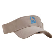 Playing Tennis Embroidered Cotton Twill Sun Visor - Khaki OSFM