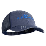 US Air Force Navy Letter Embroidered Low Profile Special Cotton Mesh Cap - Navy OSFM