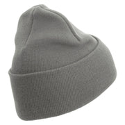 USMC Semper Fi Logo Embroidered 12 Inch Solid Knit Cuff Long Beanie Made in USA - Dk-Ash OSFM