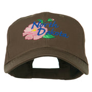 North Dakota Wild Prairie Rose Flower Embroidered Cap