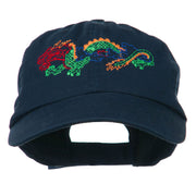 Outlined Dragon Embroidered Washed Cap