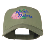 North Dakota Wild Prairie Rose Flower Embroidered Cap