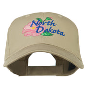 North Dakota Wild Prairie Rose Flower Embroidered Cap