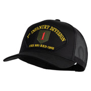 1st Infantry Division The Big Red One Patched Solid Cotton Twill Mesh Prostyle Cap - Black OSFM