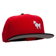 White 50's Poodle Embroidered Patched Wool Blend Pro Style 2 Tone Snapback - Black-Red OSFM