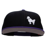 White 50's Poodle Embroidered Patched Wool Blend Pro Style 2 Tone Snapback - Purple-Black OSFM