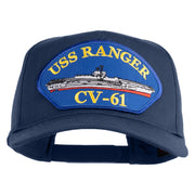 USS Ranger CV 61 Blue Patched Solid Cotton Twill 5 Panel Prostyle Snap Cap - Navy OSFM
