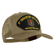 1st Infantry Division The Big Red One Patched Solid Cotton Twill Mesh Prostyle Cap - Khaki OSFM