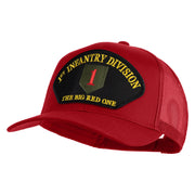1st Infantry Division The Big Red One Patched Solid Cotton Twill Mesh Prostyle Cap - Red OSFM