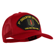 1st Infantry Division The Big Red One Patched Solid Cotton Twill Mesh Prostyle Cap - Red OSFM