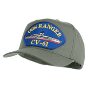 USS Ranger CV 61 Blue Patched Solid Cotton Twill 5 Panel Prostyle Snap Cap - Grey OSFM