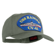 USS Ranger CV 61 Blue Patched Solid Cotton Twill 5 Panel Prostyle Snap Cap - Grey OSFM