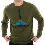 Spacetourism Graphic Long Sleeve Crewneck Tee - Army-Green XS