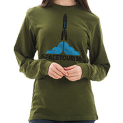 Spacetourism Graphic Long Sleeve Crewneck Tee - Army-Green XS