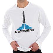 Spacetourism Graphic Long Sleeve Crewneck Tee - White XS