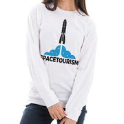 Spacetourism Graphic Long Sleeve Crewneck Tee - White XS