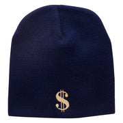 Dollar Sign Logo Embroidered Short Beanie