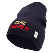USMC Semper Fi Symbol Embroidered 8 Inch Short Beanie Made in USA - Navy OSFM