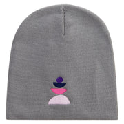 Colorful Stones Embroidered 8 inch Acrylic Short beanie - Grey OSFM