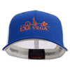 Bright Las Vegas Skyline Embroidered Flexfit Mesh Cotton Twill Trucker 2 Tone Cap - Royal-White OSFM