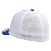 Bright Las Vegas Skyline Embroidered Flexfit Mesh Cotton Twill Trucker 2 Tone Cap - Royal-White OSFM