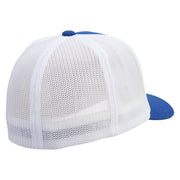 Bright Las Vegas Skyline Embroidered Flexfit Mesh Cotton Twill Trucker 2 Tone Cap - Royal-White OSFM