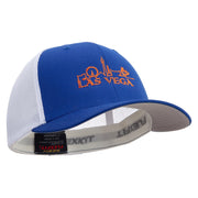 Bright Las Vegas Skyline Embroidered Flexfit Mesh Cotton Twill Trucker 2 Tone Cap - Royal-White OSFM