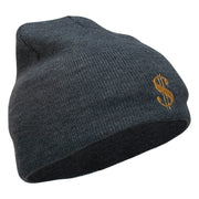 Dollar Sign Logo Embroidered Short Beanie