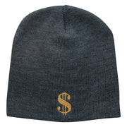 Dollar Sign Logo Embroidered Short Beanie