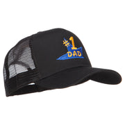 Number 1 Dad Star Embroidered Solid Mesh Cap