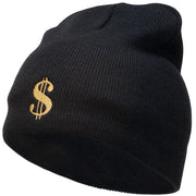 Dollar Sign Logo Embroidered Short Beanie