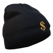 Dollar Sign Logo Embroidered Short Beanie