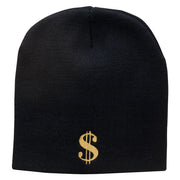 Dollar Sign Logo Embroidered Short Beanie