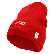 USMC Semper Fi Symbol Embroidered 8 Inch Short Beanie Made in USA - Red OSFM