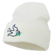 Dove Symbol Embroidered Long Beanie