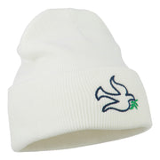 Dove Symbol Embroidered Long Beanie