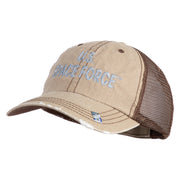 US Space Force Grey Letter Embroidered Low Profile Special Cotton Mesh Cap - Khaki-Brown OSFM