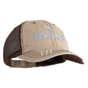 US Space Force Grey Letter Embroidered Low Profile Special Cotton Mesh Cap - Khaki-Brown OSFM