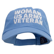 Woman US Army Veteran Embroidered Low Profile Dyed Cotton Twill Cap - Sky-Blue OSFM