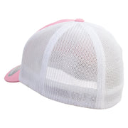 Bright Las Vegas Skyline Embroidered Flexfit Mesh Cotton Twill Trucker 2 Tone Cap - Pink-White OSFM