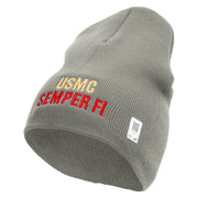 USMC Semper Fi Symbol Embroidered 8 Inch Short Beanie Made in USA - Dk-Ash OSFM
