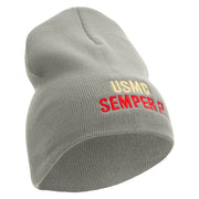 USMC Semper Fi Symbol Embroidered 8 Inch Short Beanie Made in USA - Dk-Ash OSFM