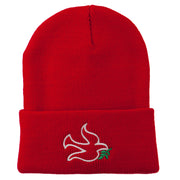 Dove Symbol Embroidered Long Beanie