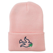 Dove Symbol Embroidered Long Beanie